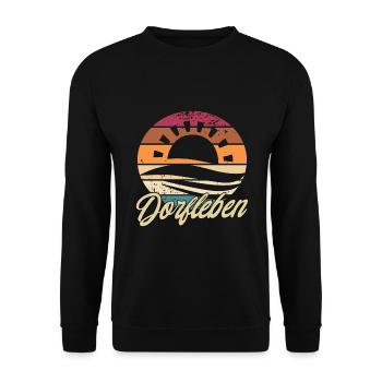 Dorfleben Sonnenuntergang - Unisex Pullover - Schwarz - Vorne - Alina (178cm) & Michal (187cm)