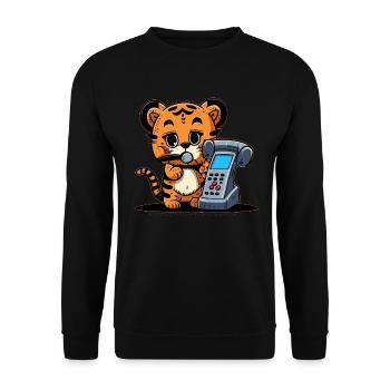 Little Tiger passe des appels téléphoniques - Sweat-shirt Unisexe - noir - Devant - Alina (178cm) & Michal (187cm)