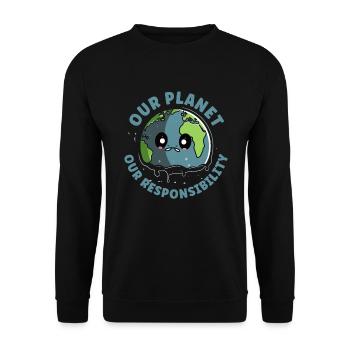 Notre planète notre responsabilité - Protéger la Terre - Sweat-shirt Unisexe - noir - Devant - Alina (178cm) & Michal (187cm)