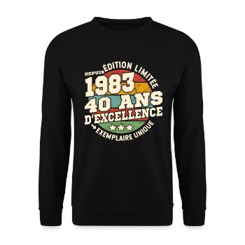 cadeau d'anniversaire 1983 - 40 ans d'excellence - Sweat-shirt Unisexe - noir - Devant - Alina (178cm) & Michal (187cm)