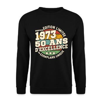 cadeau d'anniversaire 1973 - 50 ans d'excellence - Sweat-shirt Unisexe - noir - Devant - Alina (178cm) & Michal (187cm)