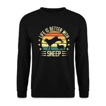Life Is Better With Sheep - Sheep Lover - Sweat-shirt Unisexe - noir - Devant - Alina (178cm) & Michal (187cm)