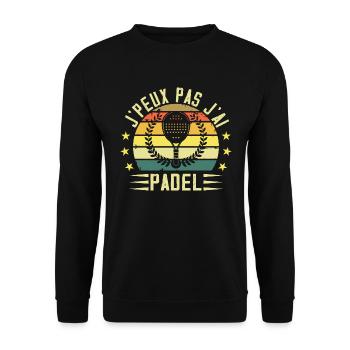 J'peux Pas J'ai Padel - Padel Raquette Padeliste - Sweat-shirt Unisexe - noir - Devant - Alina (178cm) & Michal (187cm)