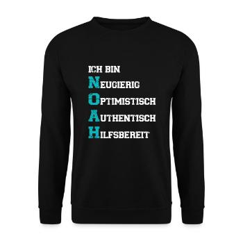 Ich bin Noah - Unisex Pullover - Schwarz - Vorne - Alina (178cm) & Michal (187cm)