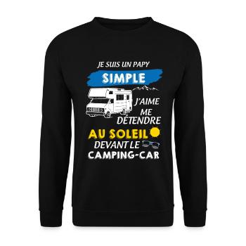 Papy simple et camping car - Sweat-shirt Unisexe - noir - Devant - Alina (178cm) & Michal (187cm)