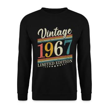 Born in 1967 Year of birth Retro Vintage Birthday - Unisex Sweatshirt - black - Front - Alina (178cm) & Michal (187cm)