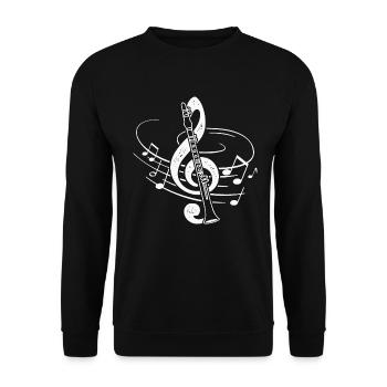 Clarinette Clef Partition De Musique Clarinettiste - Sweat-shirt Unisexe - noir - Devant - Alina (178cm) & Michal (187cm)