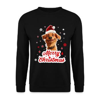Merry christmas dog - Unisex Sweatshirt - black - Front - Alina (178cm) & Michal (187cm)