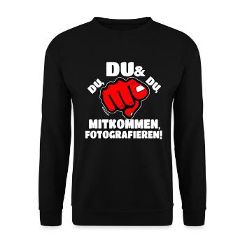fotografieren - Unisex Pullover - Schwarz - Vorne - Alina (178cm) & Michal (187cm)