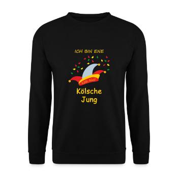 "ICH BIN ENE KÖLSCHE JUNG" 3 - Unisex Pullover - Schwarz - Vorne - Alina (178cm) & Michal (187cm)