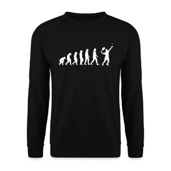 Tennis Evolution Tennisspieler Lustig - Unisex Pullover - Schwarz - Vorne - Alina (178cm) & Michal (187cm)