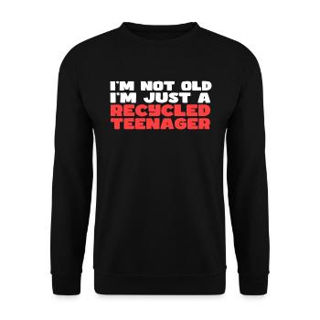 Im not old im just a recycled Teenager - Unisex Pullover - Schwarz - Vorne - Alina (178cm) & Michal (187cm)