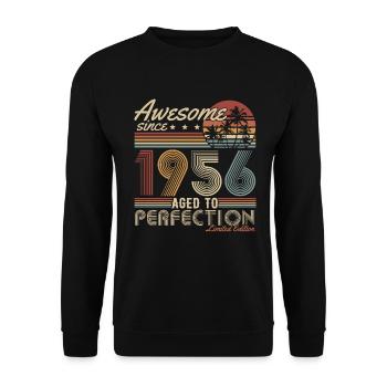 1956 Vintage Anniversaire Cadeau Rétro - Sweat-shirt Unisexe - noir - Devant - Alina (178cm) & Michal (187cm)