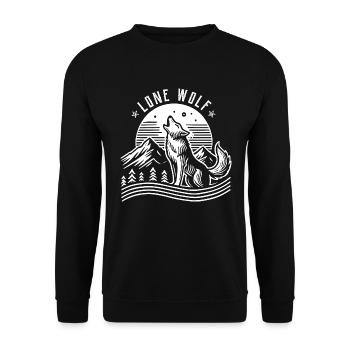 Vintage Lone Wolf T Shirt Howling Wolf Design - Unisex Sweatshirt - black - Front - Alina (178cm) & Michal (187cm)