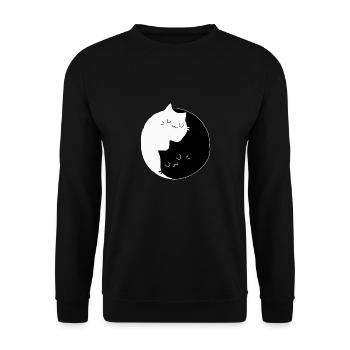 Chat yin yang - Sweat-shirt Unisexe - noir - Devant - Alina (178cm) & Michal (187cm)