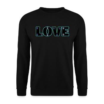 Liebe blaue Katzenpfoten - Unisex Pullover - Schwarz - Vorne - Alina (178cm) & Michal (187cm)
