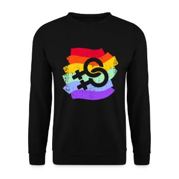 LGBT LGBTQ Rainbow Flag Femmes Lesbiennes - Sweat-shirt Unisexe - noir - Devant - Alina (178cm) & Michal (187cm)