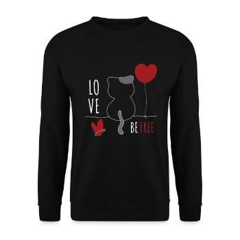 Chat avec coeur Chat amour animal Chats - Sweat-shirt Unisexe - noir - Devant - Alina (178cm) & Michal (187cm)