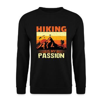 Hiking is my passion Hikers Hiking Nature Mountains - Unisex Sweatshirt - black - Front - Alina (178cm) & Michal (187cm)