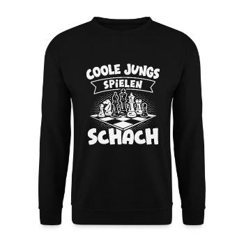 Schach Jungs Schachspieler Jungen - Unisex Pullover - Schwarz - Vorne - Alina (178cm) & Michal (187cm)