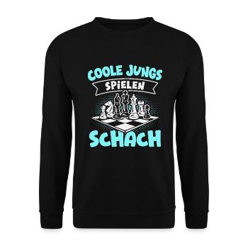 Schach Jungs Schachspieler Jungen - Unisex Pullover - Schwarz - Vorne - Alina (178cm) & Michal (187cm)