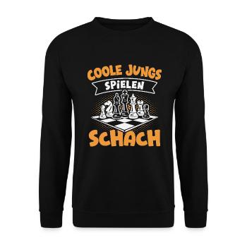 Schach Jungs Schachspieler Jungen - Unisex Pullover - Schwarz - Vorne - Alina (178cm) & Michal (187cm)