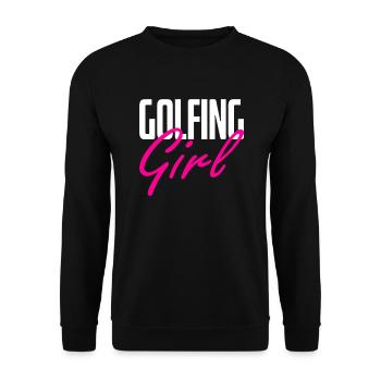 Golf Golfer Skills Golfspieler Golfen - Unisex Pullover - Schwarz - Vorne - Alina (178cm) & Michal (187cm)