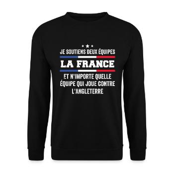 Je Soutiens Deux Équipes la France ... - Sweat-shirt Unisexe - noir - Devant - Alina (178cm) & Michal (187cm)