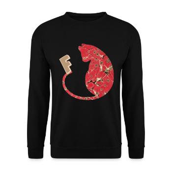 Lettre F avec Cat E 245 - Sweat-shirt Unisexe - noir - Devant - Alina (178cm) & Michal (187cm)