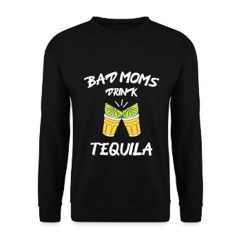 bad moms drink tequila - Unisex Pullover - Schwarz - Vorne - Alina (178cm) & Michal (187cm)