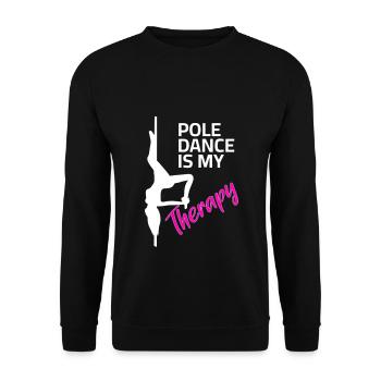 Pole Dance Sprüche - My Therapy - Unisex Pullover - Schwarz - Vorne - Alina (178cm) & Michal (187cm)
