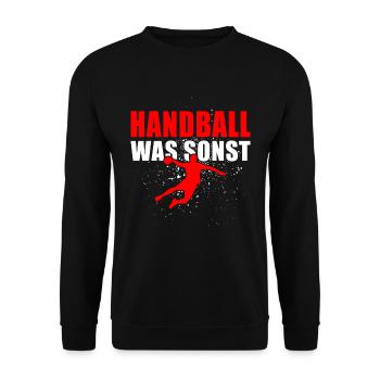 Handball was sonst - Unisex Pullover - Schwarz - Vorne - Alina (178cm) & Michal (187cm)