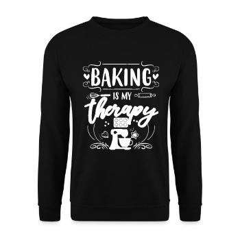 Baking Is My Therapy T-Shirt - Unisex Pullover - Schwarz - Vorne - Alina (178cm) & Michal (187cm)