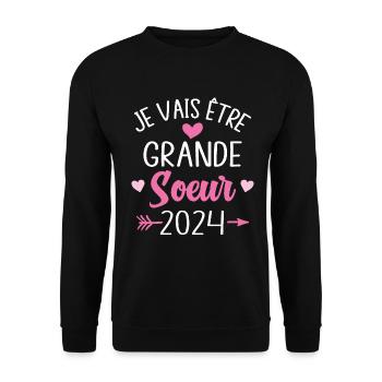 Je Vais Être Grande Sœur 2024 - Sweat-shirt Unisexe - noir - Devant - Alina (178cm) & Michal (187cm)