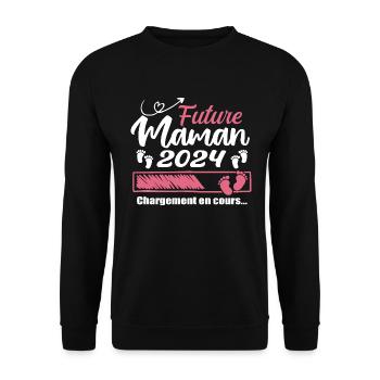 Future Maman 2024 Chargement En Cours - Cadeau - Sweat-shirt Unisexe - noir - Devant - Alina (178cm) & Michal (187cm)