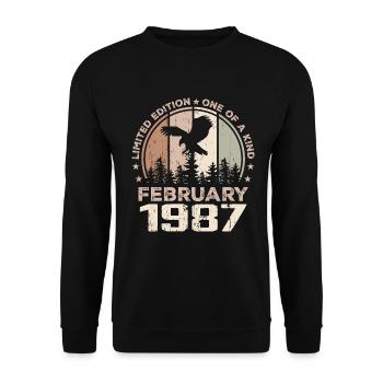 Incomparable depuis février 1987, 37e Anniversaire - Sweat-shirt Unisexe - noir - Devant - Alina (178cm) & Michal (187cm)