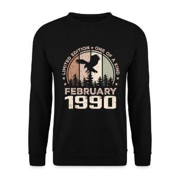 Incomparable depuis février 1990, 34e Anniversaire - Sweat-shirt Unisexe - noir - Devant - Alina (178cm) & Michal (187cm)