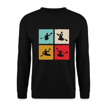 Kanupolo Canoe Polo Spieler Retro Style - Unisex Pullover - Schwarz - Vorne - Alina (178cm) & Michal (187cm)