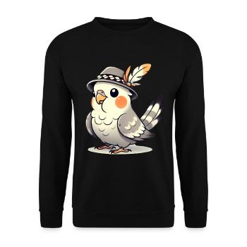 Süßer Nymphensittich mit bayerischer Mütze - Unisex Pullover - Schwarz - Vorne - Alina (178cm) & Michal (187cm)