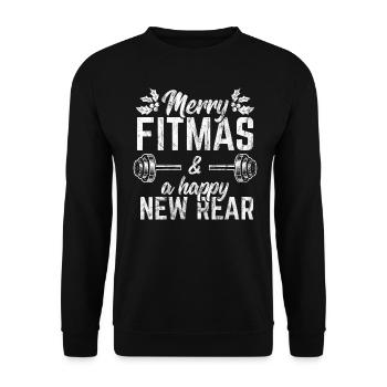 Merry Fitmas Christmas New Rear Fitness Xmas - Unisex Sweatshirt - black - Front - Alina (178cm) & Michal (187cm)