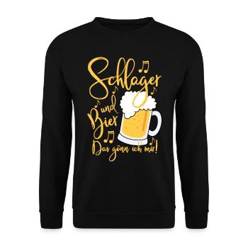 Schlager und Bier Das gönn ich mir Festival Party - Unisex Pullover - Schwarz - Vorne - Alina (178cm) & Michal (187cm)