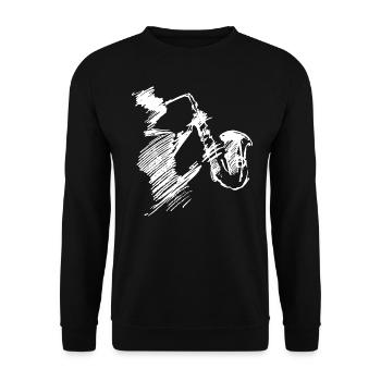 Skizze Saxophon Jazz Musik Sax Player Musiker - Unisex Pullover - Schwarz - Vorne - Alina (178cm) & Michal (187cm)