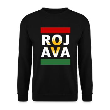 Rojava Kurdistan. free Rojava. Defend Kurdistan - Unisex Pullover - Schwarz - Vorne - Alina (178cm) & Michal (187cm)