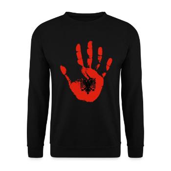 Albania Hand, Proud Albania Flag, Albania - Unisex Pullover - Schwarz - Vorne - Alina (178cm) & Michal (187cm)