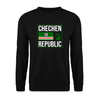Chechen Republic, Strong Chechnya Flag, Chechnyan - Unisex Pullover - Schwarz - Vorne - Alina (178cm) & Michal (187cm)
