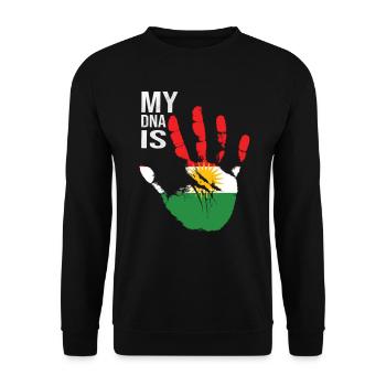 Kurdistan Love, My DNA Is Kurdish, Kurdistan Flag - Unisex Pullover - Schwarz - Vorne - Alina (178cm) & Michal (187cm)