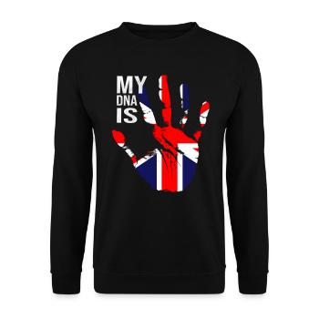 Drapeau britannique, mon ADN est britannique, drapeau Union Jack - Sweat-shirt Unisexe - noir - Devant - Alina (178cm) & Michal (187cm)