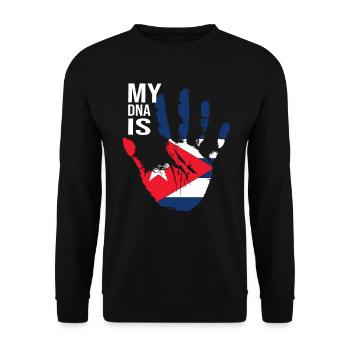 My DNA Is Cuban, Cool Cuba Flag, Cuba Love, Cuba - Unisex Pullover - Schwarz - Vorne - Alina (178cm) & Michal (187cm)