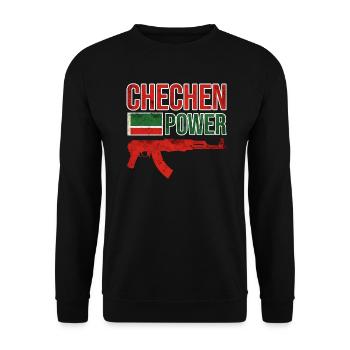 Chechen Power, Cool Chechen Fighter, Chechnya Flag - Unisex Pullover - Schwarz - Vorne - Alina (178cm) & Michal (187cm)