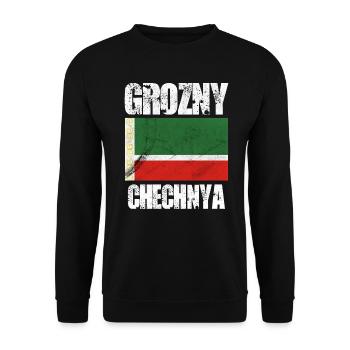 Grozny Chechnya, Chechen Flag - Unisex Sweatshirt - black - Front - Alina (178cm) & Michal (187cm)